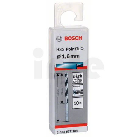 BOSCH Spirálový vrták HSS PointTeQ 1,6 mm, 10 ks 2608577184