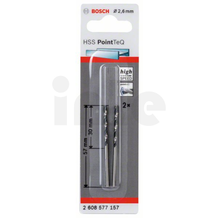 BOSCH Spirálový vrták HSS PointTeQ 2,6 mm, 2 ks 2608577157