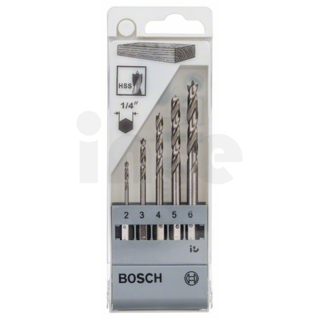 BOSCH 5dílná sada spirálových vrtáků do dřeva se šestihrannou stopkou 2–6 mm 2608595525