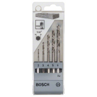 BOSCH 5dílná sada spirálových vrtáků do dřeva se šestihrannou stopkou 2–6 mm 2608595525