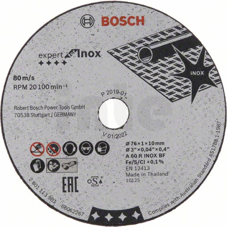 BOSCH Řezný kotouč Expert for Inox 5 ks × 76 × 1 × 10 mm 2608601520