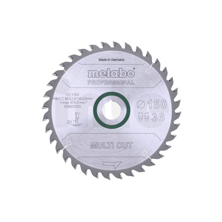 METABO Pilový kotouč "multi cut - professional", 150x2,4/1,6x20, Z36 WZ 10° 628000000