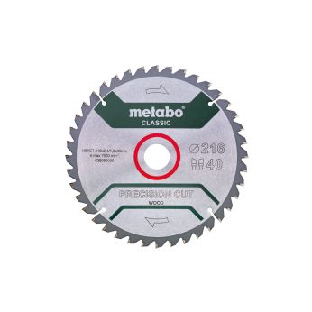 METABO Pilový kotouč "precision cut wood - classic", 216x2,4/1,8x30, Z40 WZ 5°neg. 628060000