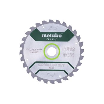 METABO Pilový kotouč „cordless cut wood – classic“, 216x1,8/1,2x30 Z28 WZ 5° 628284000