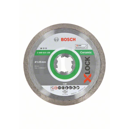 BOSCH Diamantový řezný kotouč Standard for Ceramic systému X-LOCK, 125×22,23×1,6×7 2608615138