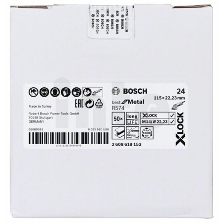 BOSCH Fíbrové brusné kotouče Best for Metal systému X-LOCK, Ø 115 mm, G 24, R574, 1 kus 2608619153