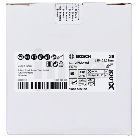 BOSCH Fíbrové brusné kotouče Best for Metal systému X-LOCK, Ø 115 mm, G 36, R574, 1 kus 2608619154