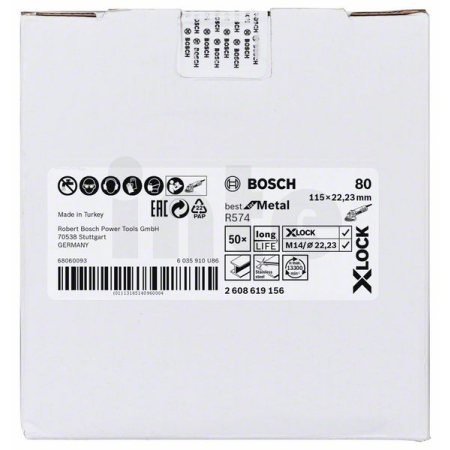BOSCH Fíbrové brusné kotouče Best for Metal systému X-LOCK, Ø 115 mm, G 80, R574, 1 kus 2608619156