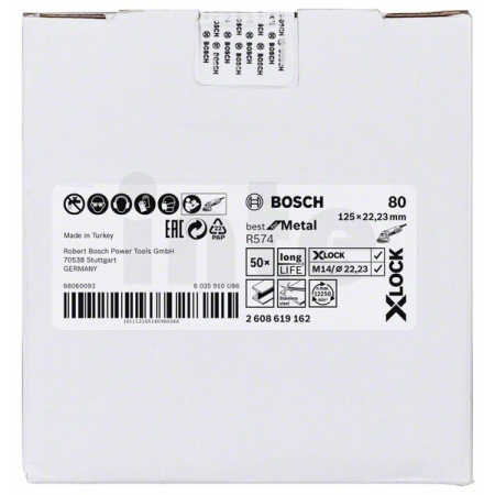 BOSCH Fíbrové brusné kotouče Best for Metal systému X-LOCK, Ø 125 mm, G 80, R574, 1 kus 2608619162