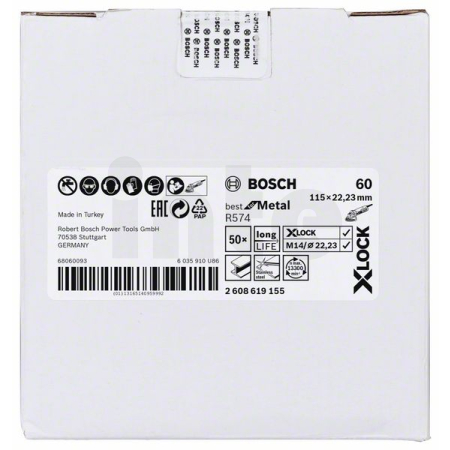 BOSCH Fíbrové brusné kotouče Best for Metal systému X-LOCK, Ø 115 mm, G 60, R574, 1 kus 2608619155