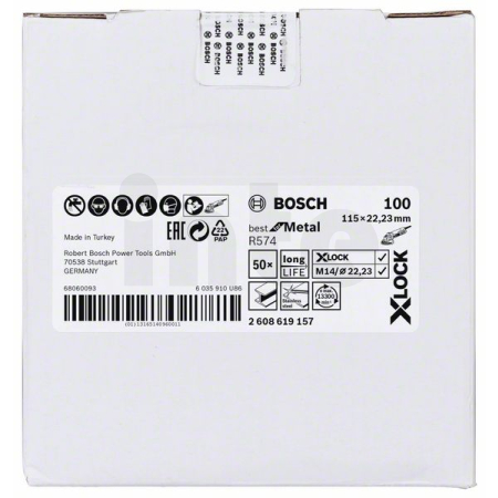 BOSCH Fíbrové brusné kotouče Best for Metal systému X-LOCK, Ø 115 mm, G 100, R574, 1 kus 2608619157