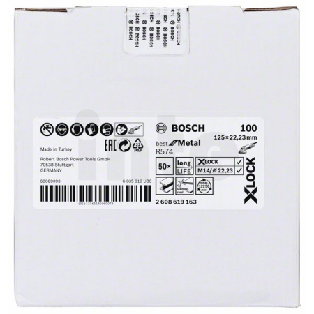 BOSCH Fíbrové brusné kotouče Best for Metal systému X-LOCK, Ø 125 mm, G 100, R574, 1 kus 2608619163