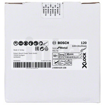 BOSCH Fíbrové brusné kotouče Best for Metal systému X-LOCK, Ø 115 mm, G 120, R574, 1 kus 2608619158