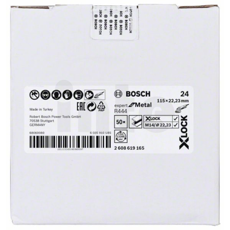 BOSCH Fíbrové brusné kotouče Expert for Metal systému X-LOCK, Ø 115 mm, G 24, R444, 1 kus 2608619165
