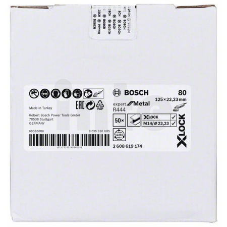 BOSCH Fíbrové brusné kotouče Expert for Metal systému X-LOCK, Ø 125 mm, G 80, R444, 1 kus 2608619174