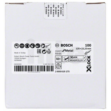 BOSCH Fíbrové brusné kotouče Expert for Metal systému X-LOCK, Ø 125 mm, G 100, R444, 1 kus 2608619175