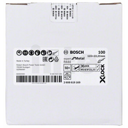 BOSCH Fíbrové brusné kotouče Expert for Metal systému X-LOCK, Ø 115 mm, G 100, R444, 1 kus 2608619169