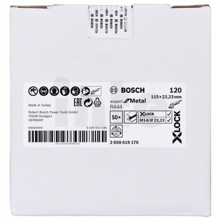 BOSCH Fíbrové brusné kotouče Expert for Metal systému X-LOCK, Ø 115 mm, G 120, R444, 1 kus 2608619170