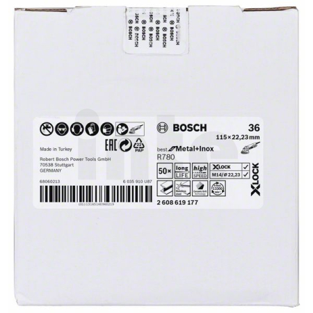 BOSCH Fíbrový kotouč Best for Metal + Inox systému X-LOCK, 115 mm, G36, otvor ve tvaru hvězdy, R780 2608619177