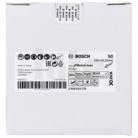 BOSCH Fíbrový kotouč Best for Metal + Inox systému X-LOCK, 115 mm, G50, otvor ve tvaru hvězdy, R780 2608619178