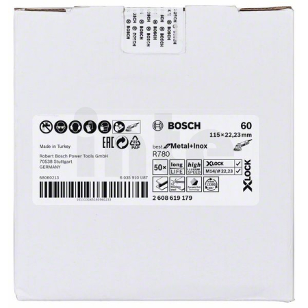 BOSCH Fíbrový kotouč Best for Metal + Inox systému X-LOCK, 115 mm, G60, otvor ve tvaru hvězdy, R780 2608619179