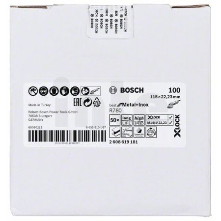 BOSCH Fíbrový kotouč Best for Metal + Inox systému X-LOCK, 115 mm, G100, otvor ve tvaru hvězdy, R780 2608619181