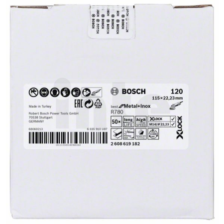 BOSCH Fíbrový kotouč Best for Metal + Inox systému X-LOCK, 115 mm, G120, otvor ve tvaru hvězdy, R780 2608619182