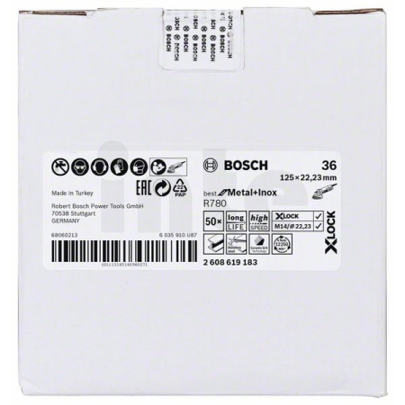 BOSCH Fíbrový kotouč Best for Metal + Inox systému X-LOCK, 125 mm, G36, otvor ve tvaru hvězdy, R780 2608619183