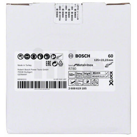 BOSCH Fíbrový kotouč Best for Metal + Inox systému X-LOCK, 125 mm, G60, otvor ve tvaru hvězdy, R780 2608619185