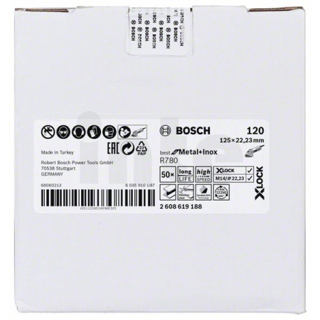 BOSCH Fíbrový kotouč Best for Metal + Inox systému X-LOCK, 125 mm, G120, otvor ve tvaru hvězdy, R780 2608619188