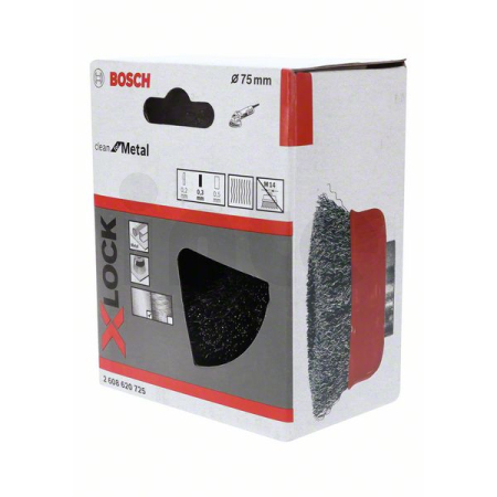 BOSCH Hrnkový kartáč systému X-LOCK, zvlněný drát, 75, nerezová ocel 2608620725
