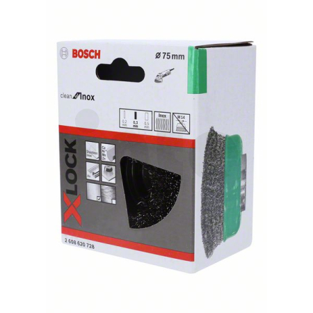 BOSCH Hrnkový kartáč systému X-LOCK, zvlněný, 75, nerezová ocel 2608620728