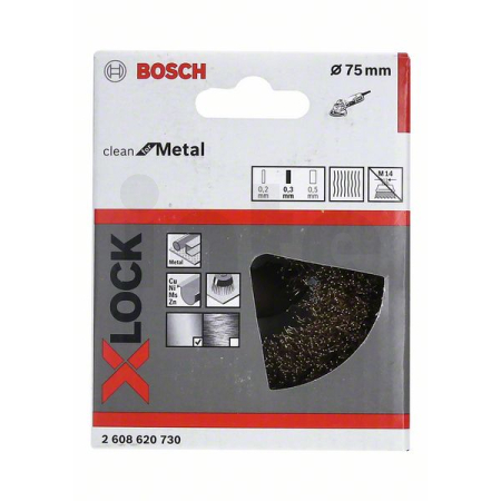BOSCH Hrnkový kartáč systému X-LOCK, zvlněný drát, 75, mosazné kartáče 2608620730