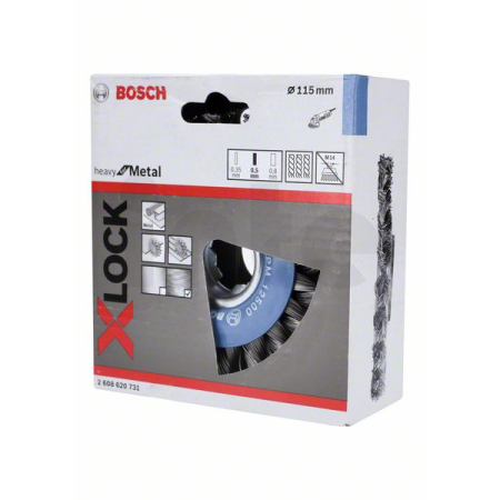 BOSCH Kotoučový drátěný kartáč systému X-LOCK, copánkový, 115, ocel 2608620731
