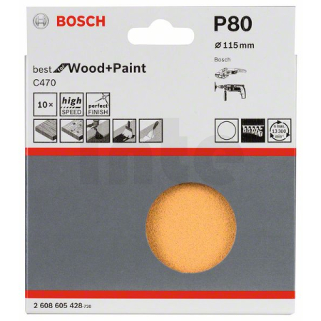 BOSCH 10dílná sada brusných papírů C470 2608605428