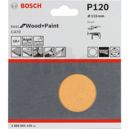 BOSCH 10dílná sada brusných papírů C470 2608605429