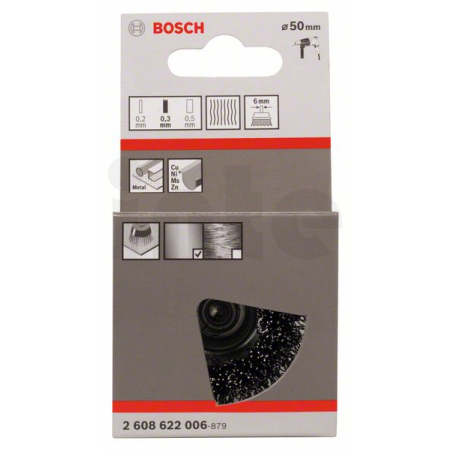 BOSCH Hrnkový kartáč, zvlněný drát, 50×0,3 mm, ocel 2608622006