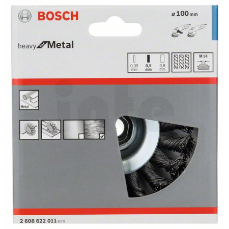 BOSCH Zkosený kartáč, copový, 100 mm, ocel 2608622011