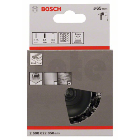 BOSCH Hrnkový kartáč, copánkový, 65×0,5 mm, ocel 2608622050