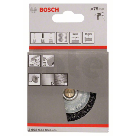BOSCH Kotoučový drátěný kartáč, zvlněný drát, 75×0,3 mm, ocel 2608622053