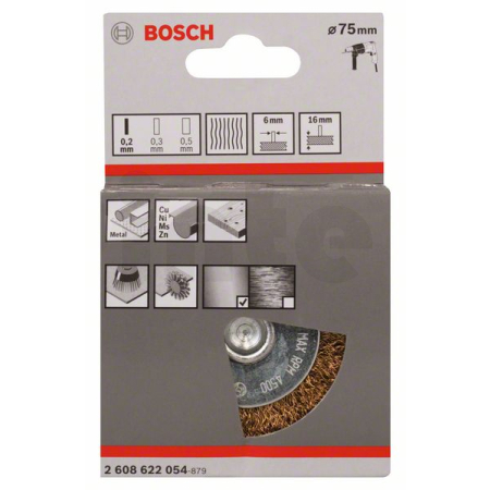 BOSCH Kotoučový drátěný kartáč, zvlněný drát, 75×0,2 mm, mosazný povrch 2608622054