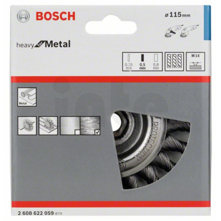 BOSCH Drátěný kotouč, copový, 115 mm, ocel 2608622059