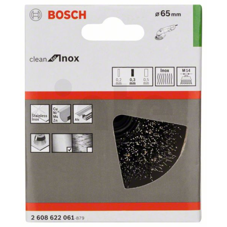 BOSCH Hrnkový kartáč, zvlněný drát, 65, nerezová ocel 2608622061
