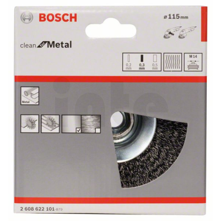 BOSCH Zkosený kartáč, zvlněný drát, 115 mm, ocel 2608622101