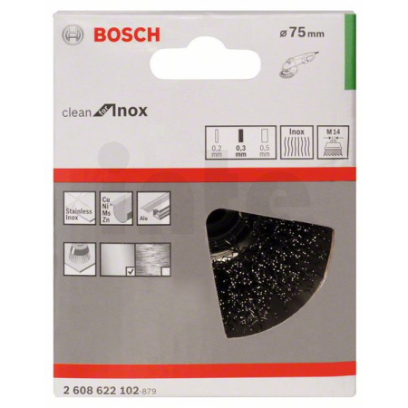 BOSCH Hrnkový kartáč, zvlněný drát, 75, nerezová ocel 2608622102