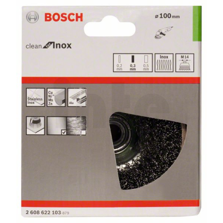 BOSCH Hrnkový kartáč, zvlněný drát, 100, nerezová ocel 2608622103