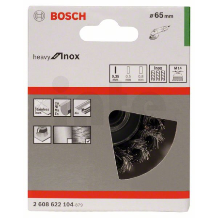 BOSCH Hrnkový kartáč, copánkový, 65, nerezová ocel 2608622104