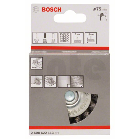 BOSCH Kotoučový drátěný kartáč, copánkový, 75×0,5 mm, ocel 2608622113