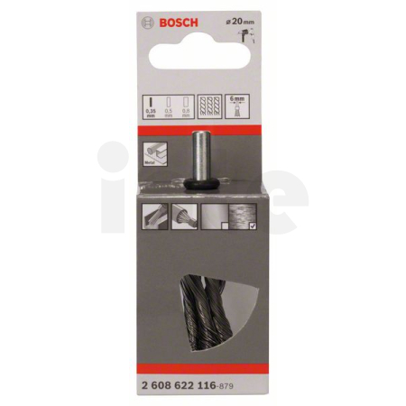 BOSCH Koncový kartáč, copánkový, 19 × 0,35 mm, ocel 2608622116