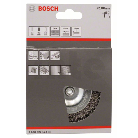 BOSCH Kotoučový drátěný kartáč, zvlněný drát, 100×0,3 mm, nerezová ocel 2608622124